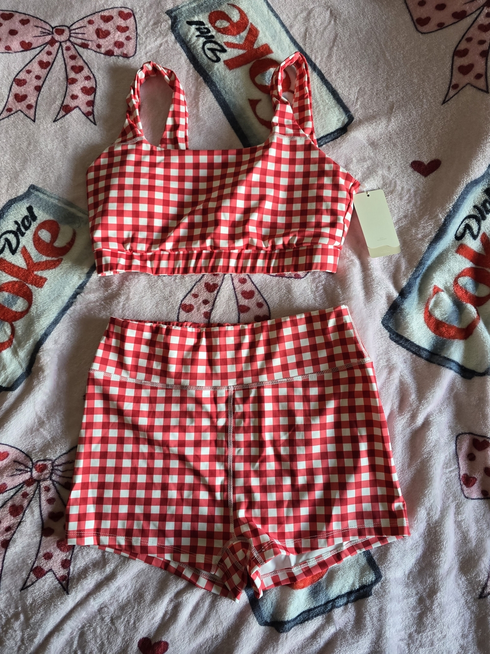 Women’s Red Gingham Workout Set